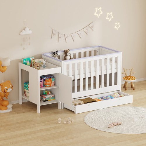White baby cot - cot, crib