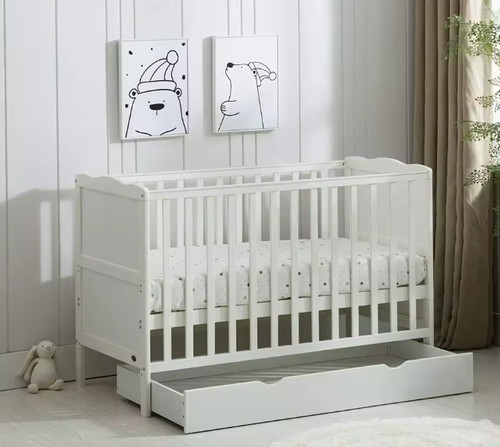 White grey wooden baby cot - baby,