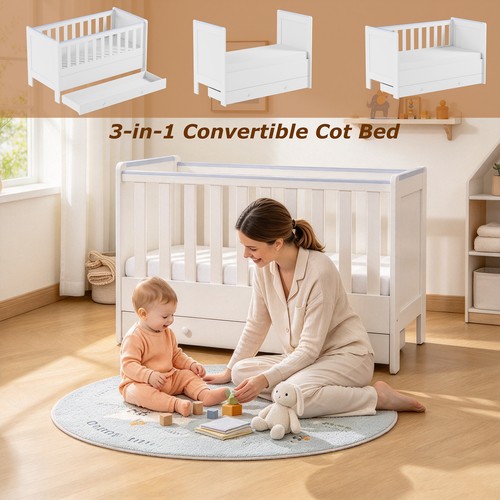 White cot bed - cot,