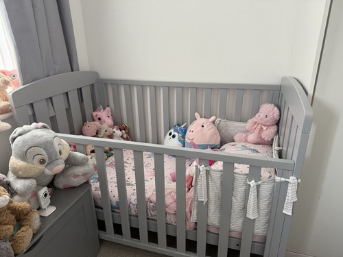 Grey cot bed - bed, care