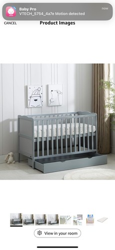Wooden baby cot - wooden, drawer