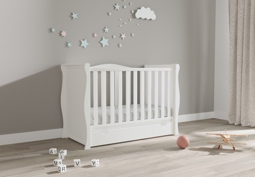 Baby willow white sleigh cot - cot, /