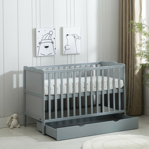 Grey wooden baby cot - grey, &